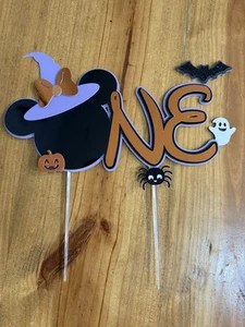 Disney inspiriert Minnie Mouse Halloween EIN Happy Birthday Kuchen Topper Handarbeit - Bild 1 von 5