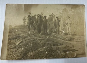 Antique Real Photo Postcard RPPC Railroad Workers Train Occupational 1900s - Picture 1 of 10