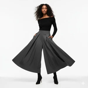 Milly Gray Wide Leg Pleated Culottes Pants Womens Size 2 Chic Timeless Business - Picture 1 of 13