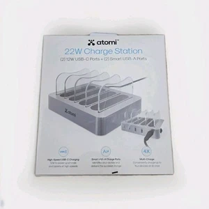 Atomi 22W Charge Station 4 Port USB C & A Charge Station Power Station *New* - Picture 1 of 6