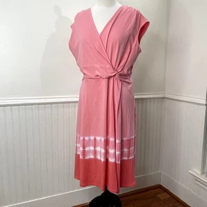 Vestido Lands End Talla L 14 16 Pequeño Teñido a Mano Sobrepelliz Rosa Informal Verano Algodón - Imagen 1 de 16