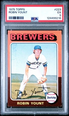 1975 TOPPS #223 ROBIN YOUNT ROOKIE RC PSA 5 - Image 1 of 2