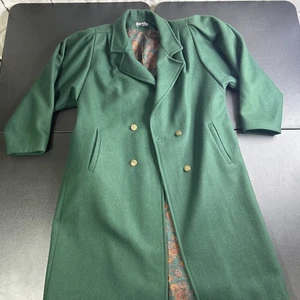 Vintage Jofeld Trench Coat Womens Emerald Green Double Breasted Wool Medium ✅✅ - Picture 1 of 11