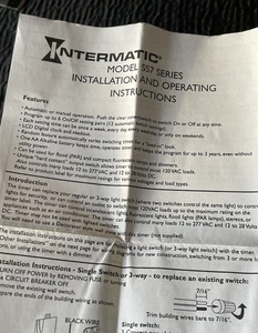 Temporizador Intermatic Modelo Serie SS7 SOLO Instrucciones de Operación de Instalación - Imagen 1 de 2
