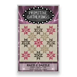 Razzle Dazzle Quilt Pattern 68"x68" by Lisa Bongean for Primitive Gatherings - Picture 1 of 5