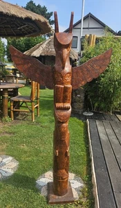 Tótem Pole Wood Tótempfahl poste de martirio madera 150 cm decoración original Little Big Horn - Imagen 1 de 11