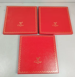 CARTIER Lot 3 Boites Rouges Carree Pour Chales Foulards Les Must De C Paris D21 - Imagen 1 de 19