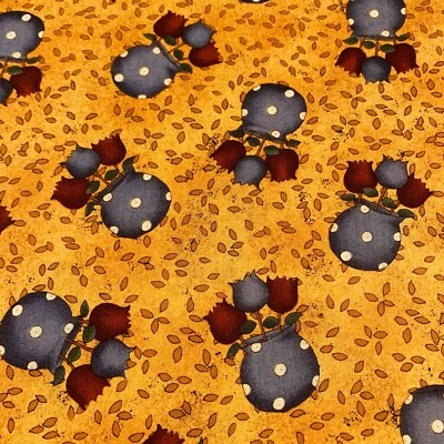 Tela floral de lunares de colección para maceta de Debbie Mumm para SSI azul dorado BTHY Foto 1 de 4