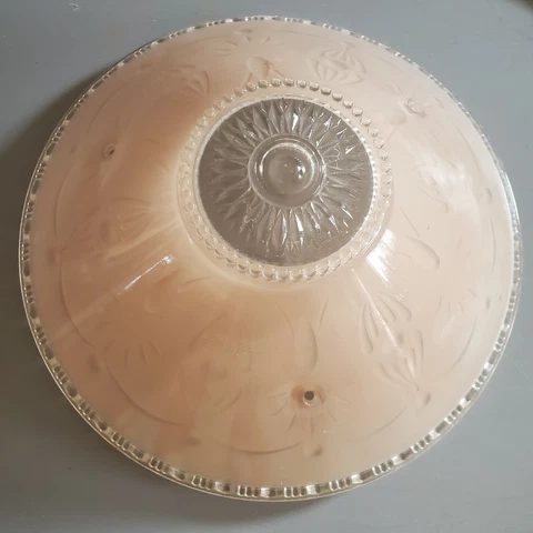Ceiling Light Shade 3 Chain Art Deco ROSE PINK Frosted Cover