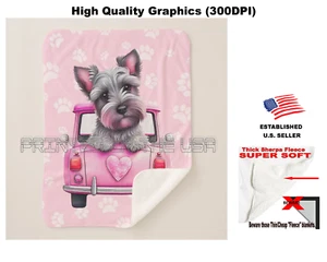 Baby Schnauzer Puppy Pink Car Girl Child Childrens Sherpa Fleece Throw Blanket - Picture 1 of 6