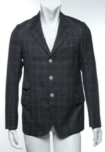 JUNYA WATANABE COMME DES GARCONS MAN Gray Plaid Pearl Button Jacket Blazer M NEW - Picture 1 of 4