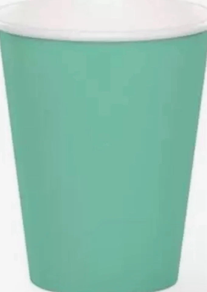 Mint Green 9oz Paper Hot/Cold Cups 24 Per Pack Green Party Tableware Decorations - Image 1 of 1