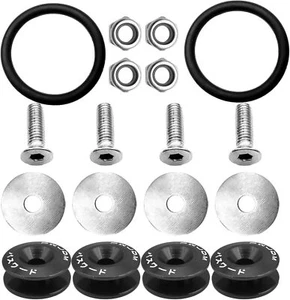 Black Aluminum Fastener Quick Release Car Bumper Fender Trunk Hatch Lid Kit JDM - Bild 1 von 7