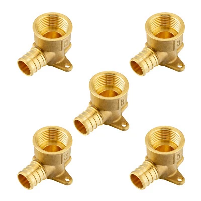 5 Pieces 3/4" PEX x 3/4" Female NPT  Drop Ear Elbow Crimp Brass Fitting  No Lead - Image 1 of 3
