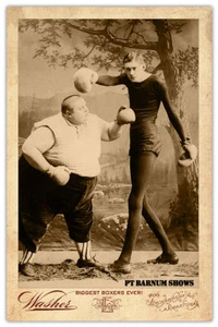 FAT BOY & SKINNY MAN BOXMATCH ca. 1875 PT Barnum Circus Sideshow - Bild 1 von 1