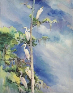 Alice Ravenel Huger Smith Schneereiher in einem Baum Leinwanddruck 16 x 20 - Bild 1 von 4