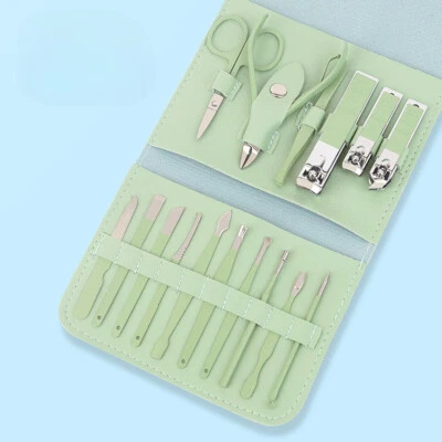 Juego de 16 cortaúñas de acero inoxidable manicura pedicura cutícula herramienta de aseo Foto 1 de 4