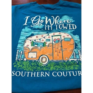 Southern Couture Shirt Go Where I'm Towed Camping Blue Trailer Preppy Size 3XL - Picture 1 of 5