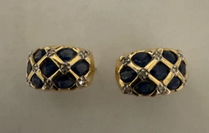 14k Yellow Gold Earrings with 2ct Lab Created Sapphires and Diamonds - Picture 1 of 5