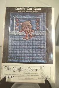 NEW 1979 Gingham Goose Applique Baby Crib Quilt Pattern "Cuddle Cat" GGP012 USA - Picture 1 of 3