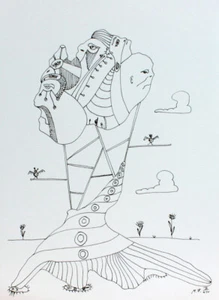 Bole, Andrej (Magnus Flörke): Surrealismus Grafik auf Papier Tuschezeichnung - Picture 1 of 1