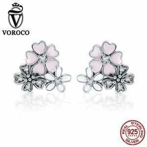 Voroco Free Ship 925 Sterling Silver Earrings Cherry Charm CZ Women Jewelry - Picture 1 of 12