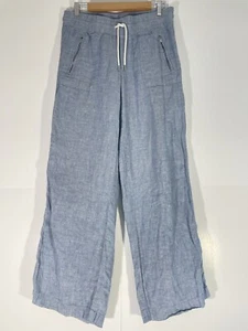 Athleta Women's Cabo Linen Wide Leg Pants Size 8 Light Blue Pull On - Picture 1 of 6