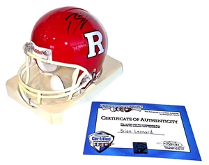 Brian Leonard Signed Mini Helmet Rutgers Scarlet Knights Hologram & COA Riddell* - Picture 1 of 20