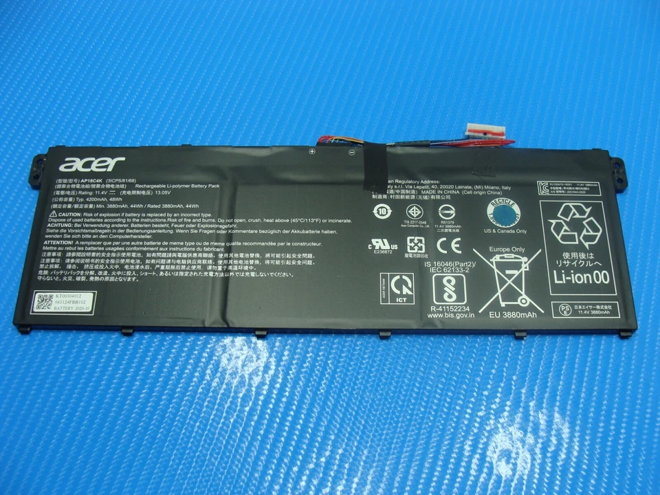 Batería Original Portátil Acer Aspire A515-43 15.6" 11.4V 48Wh 4200mAh AP18C4K 82% Foto 1 de 4