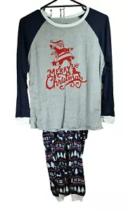 Nuevo con etiquetas Hombres Talla M Azul Marino Gris Rojo Reno Copo de Nieve Navidad Manga Larga Pijama - Imagen 1 de 2