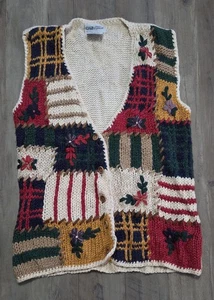 Chaleco Suéter Vintage Cabin Creek Para Mujer Grande Patchwork Tejido Floral Bordado - Imagen 1 de 5
