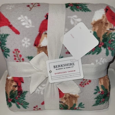 Berkshire ~ 60"x70" CARDINAL Vacaciones Reversible 'Baby Sherpa' Diseño Tiro -NUEVO Foto 1 de 4