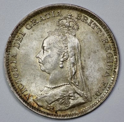 1890 Great Britain Jubilee Silver 3p Threepence Brilliant UNC - Image 1 of 3