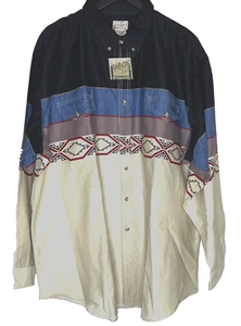 Camicia western Express Rider azteca nera marrone uomo TG 3XL 100% cotone nuova con etichette - Foto 1 di 7