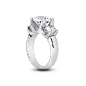 0.91ct I-VS2 Round Natural Certified Diamonds 14k Gold Classic Three Stone Ring - Picture 1 of 3