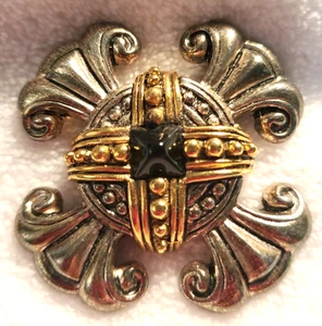 Vintage Premier Designs Silvertone Black Rhinestone Cross Brooch Gothic Estate - Picture 1 of 2