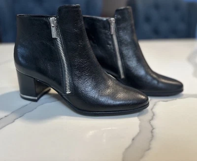 Calvin Klein Fara Milano Black Leather Zip Up Booties Women’s Size 6 Clean - Image 1 of 4