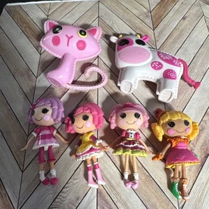 Gruppe von vier Lalaloopsy Puppen und einer Katze, Kuh - Bild 1 von 13