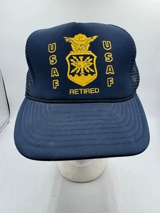 Cappello snapback ritirato USAF U.S. Air Force berretto militare blu vintage schiuma rete corda - Foto 1 di 7