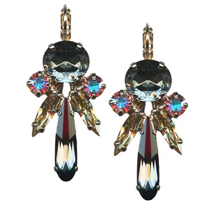 Mariana Earrings Gorgeous Morion, Black Diamond, Golden Shadow & AB Austrian ... - Picture 1 of 3