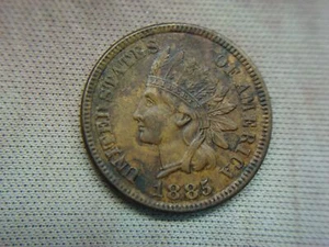 1885 INDIAN HEAD CENT - BTR. DATE/GRADE NICE DETAIL - CHOCOLATE BROWN - Picture 1 of 8