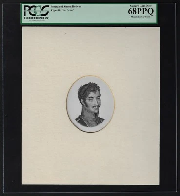 Colombia Face Portrait of Simon Bolivar Die Proof Vignette Uncirculated - Image 1 of 2