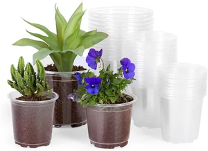 Clear Nursery Pots with Drainage Holes Clear Plant Pot 30 Pack 5 /4/3.5 Inch - Picture 1 of 11