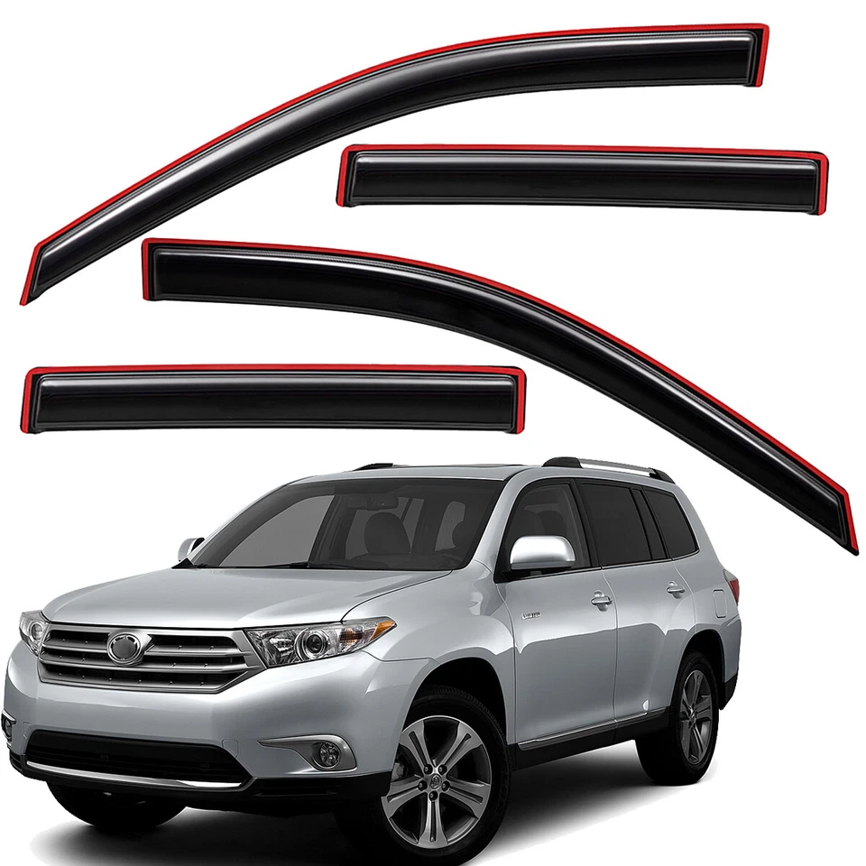 For 2008-2013 Toyota Highlander In-Channel Sleek Rain Guard Window Vent Visor - Imagem 1 de 4