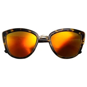 Tortoise Frame Womens Flash Color Mirror Red Lens Oversized Cat Eye Sunglasses - Picture 1 of 5