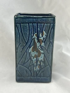 VINTAGE 1960s CELTIC POTTERY Newlyn blue glazed studio pottery "Medallion" vase - Picture 1 of 8