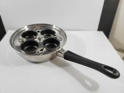 Stainless Steel Egg Poacher Pan 4 Non Stick cups 8" - Image 1 of 4