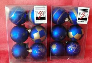 SET 12 PALLINE DECORAZIONE ADDOBBO ALBERO DI NATALE DA APPENDERE PALLE BLU/ORO - Foto 1 di 8