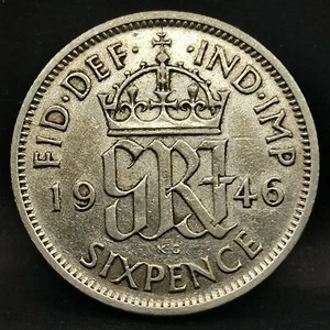 6 PENCE ARGENT 1946 GEORGE VI GRANDE BRETAGNE  / GREAT BRITAIN   SILVER - Imagen 1 de 2