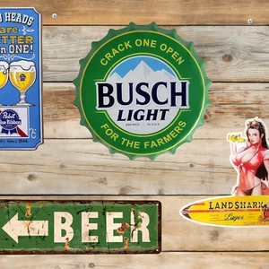 Neu BL Bier für die Bauern großer Kronkorken Metall Bier Schild Männerhöhle Bar Dekor. - Bild 1 von 3